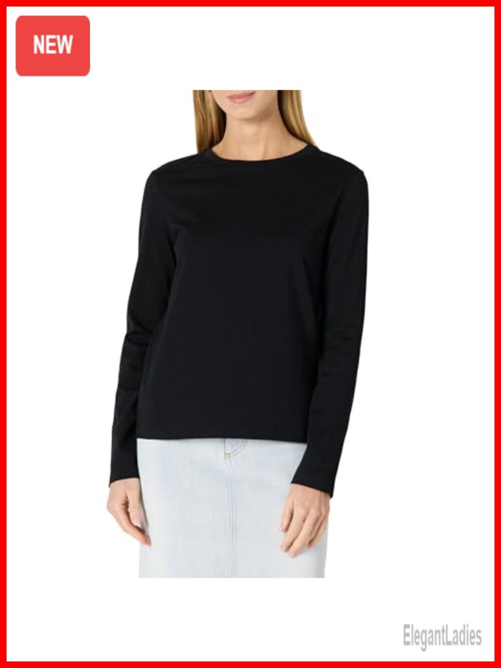 Women's 100% Cotton Regular-Fit Long-Sleeve Crewneck T-Shirt